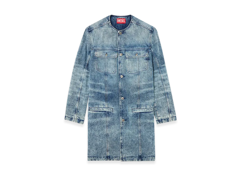 Diesel D-Aberd-Fsh1 Coat in lasered cotton-hemp denim "Light Blue"
