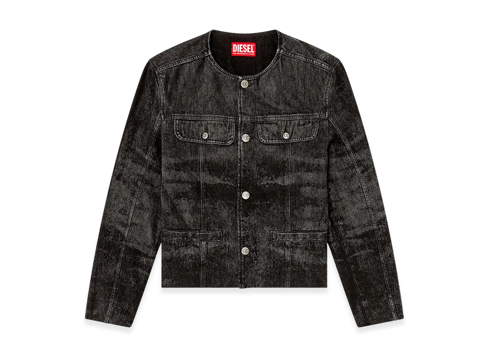Diesel D-Aberdeen-Fsh2 Jacket in lasered cotton-hemp denim "Black"