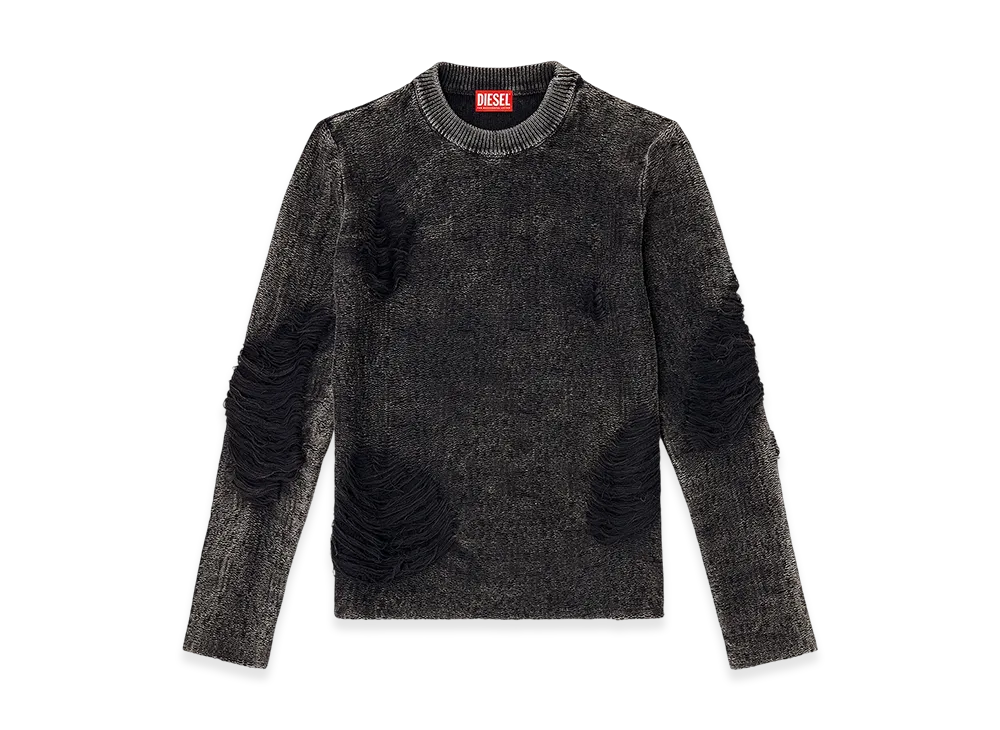Diesel K-Fjordi-Round Destroyed jumper with floating yarns "Black"