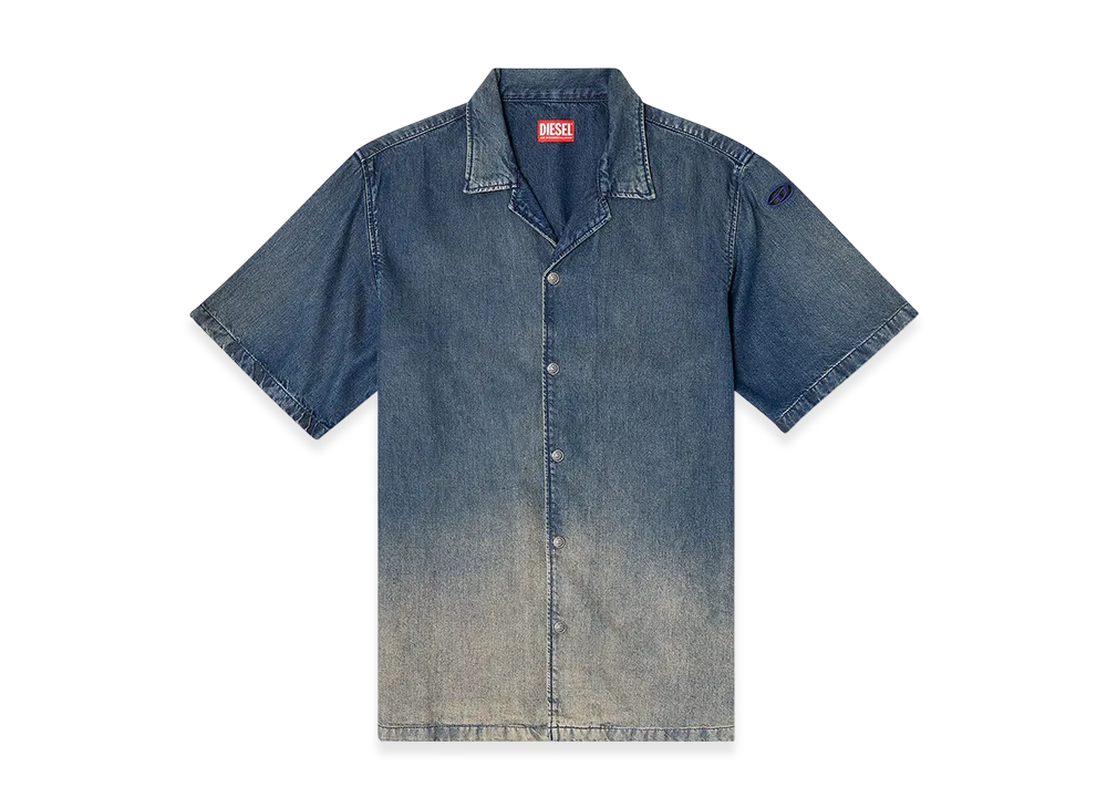 Diesel D-Nabil-S3 Bowling shirt in gradient fluid denim "Dark Blue"