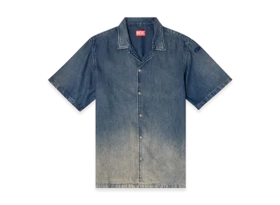 Diesel D-Nabil-S3 Bowling shirt in gradient fluid denim "Dark Blue"