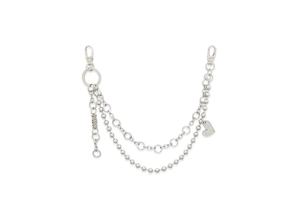Diesel Chain-D M Layered charm with heart and Diesel Pendant "Silver"