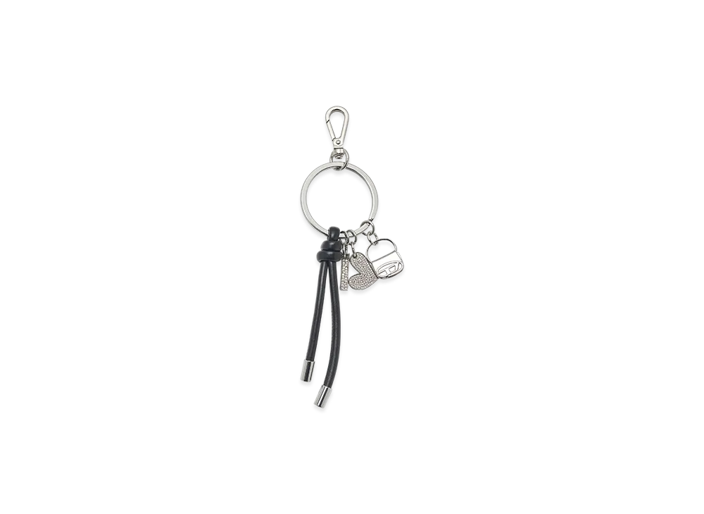 Diesel Multi Iii Keyring with heart and bag pendants "Silver/Black"
