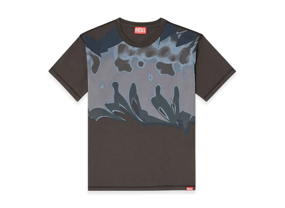 Diesel T-Passa Distressed T-Shirt With Graffiti Print "Dark Grey"