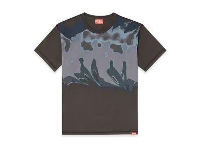 Diesel T-Passa Distressed T-Shirt With Graffiti Print "Dark Grey"