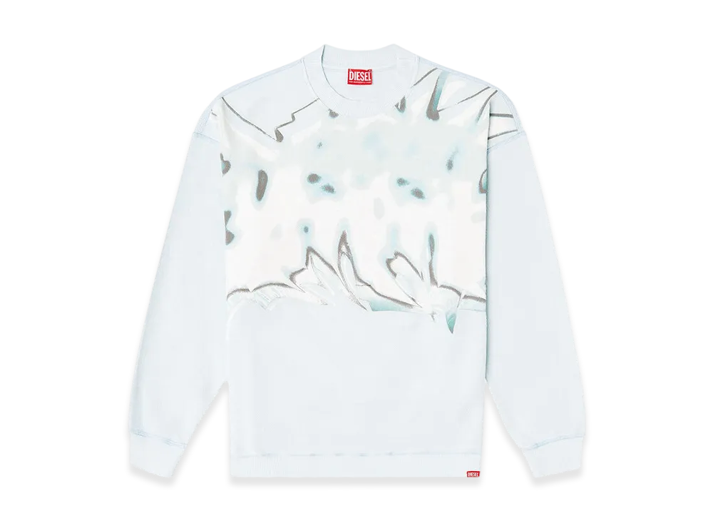 Diesel F-Lora-Loop Distressed Sweatshirt With Graffiti Print "Light Blue"