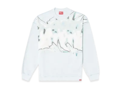 Diesel F-Lora-Loop Distressed Sweatshirt With Graffiti Print "Light Blue"