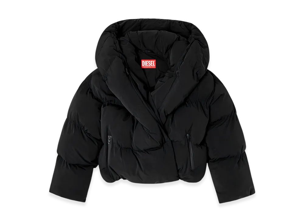 Diesel W-Iley-T1 Wrap Puffer In Bi-Stretch Nylon "Black"