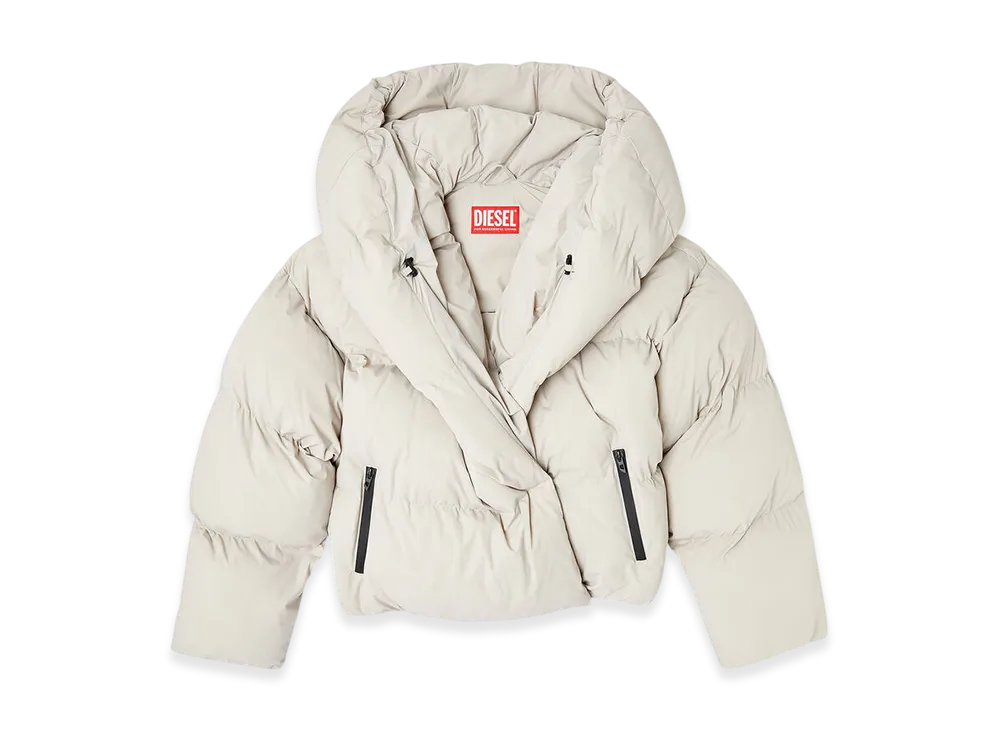 Diesel W-Iley-T1 Wrap Puffer In Bi-Stretch Nylon "Beige"