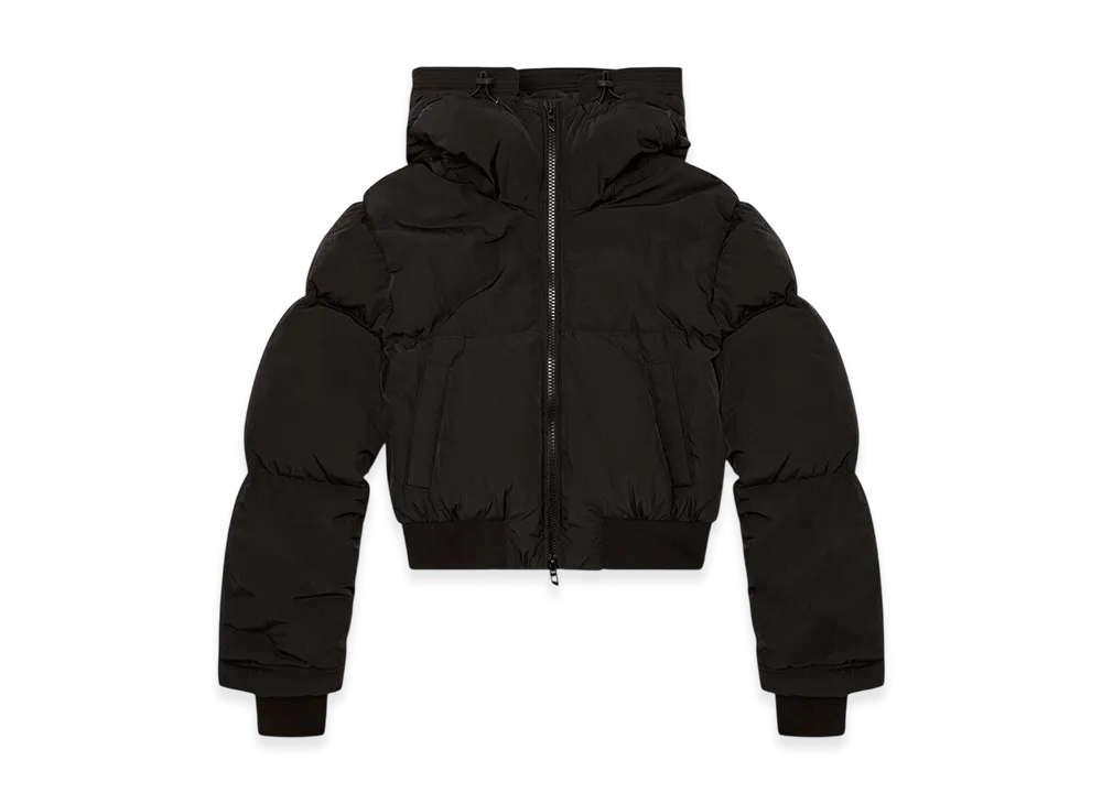 Diesel W-Peyt-Short-New-P1 Hooded Down Jacket In Crinkled Nylon "Black"