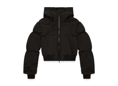 Diesel W-Peyt-Short-New-P1 Hooded Down Jacket In Crinkled Nylon "Black"