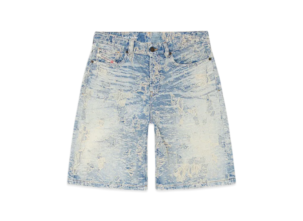 Diesel De-Sire-Short-Fsf Shorts In Dirty Jacquard Denim "Light Blue"