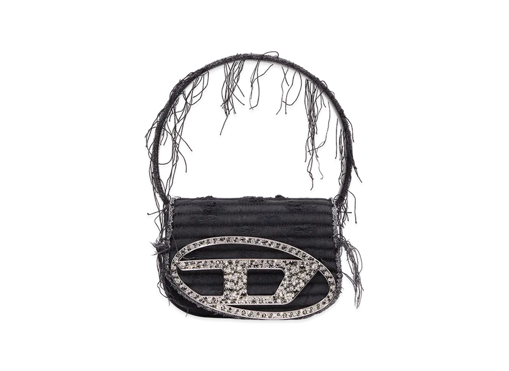 Diesel 1dr Iconic Shoulder Bag In Canvas And Leather "Black"