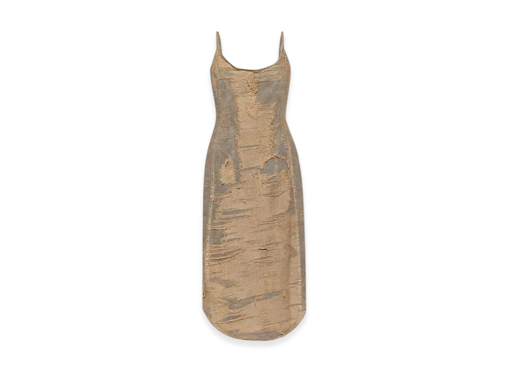 Diesel De-Vera-Fsg Dress In Overdyed Floating-Thread Denim "Beige"