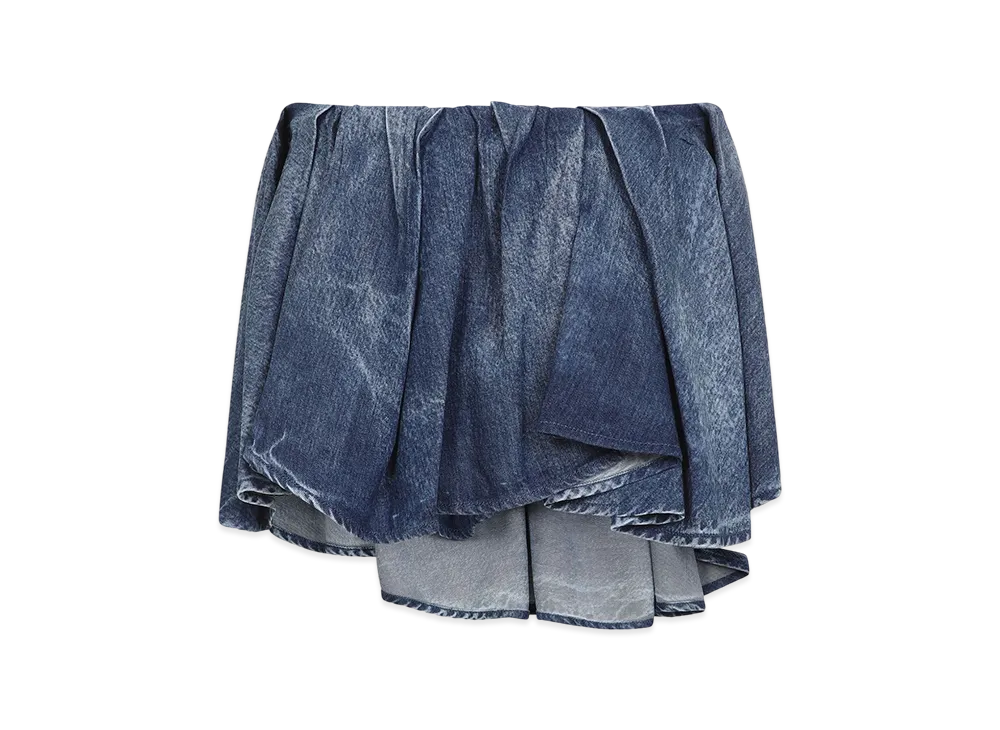 Diesel De-Ria-Fsg Miniskirt In Distressed Denim "Medium Blue"