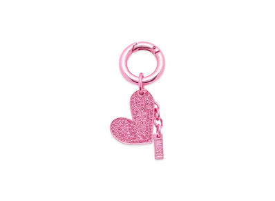 Diesel Charm-Heart Metal Heart Charm With Rhinestones "Pink/White"