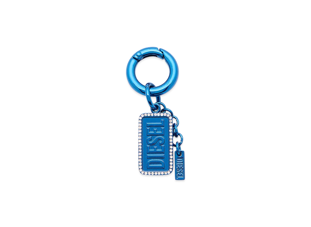 Diesel Charm-Diesel Metal Keyring With Logo and Rhinestones "Blue"