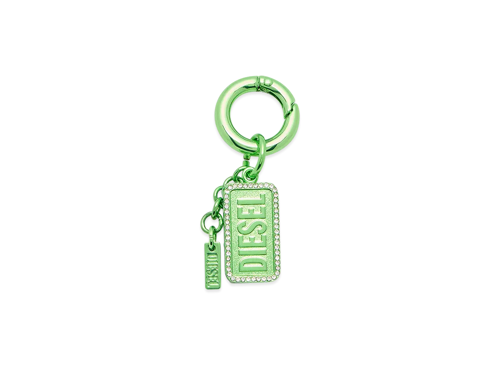 Diesel Charm-Diesel Metal Keyring With Logo and Rhinestones "Green"