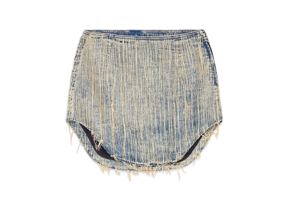 Diesel De-Ada-S Denim Mini Skirt With Raw Edge Details "Medium Blue"