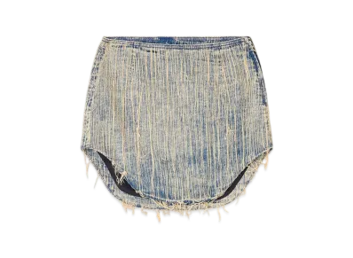 Diesel De-Ada-S Denim Mini Skirt With Raw Edge Details "Medium Blue"