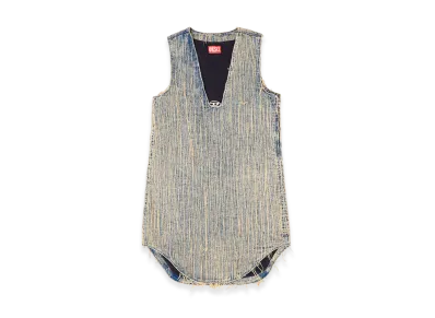 Diesel De-Laris-Dress-S2 Distressed Effect Denim Dress "Medium Blue"