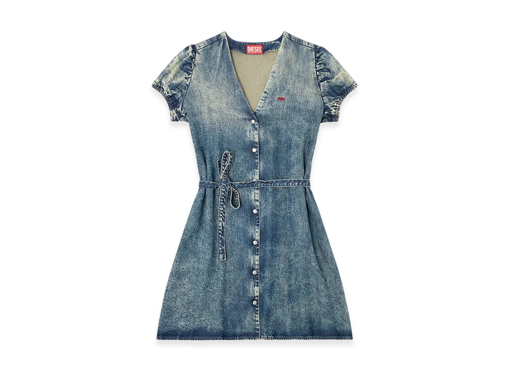 Diesel De-Ollish-D Denim Dress With A Waist Belt "Medium Blue"