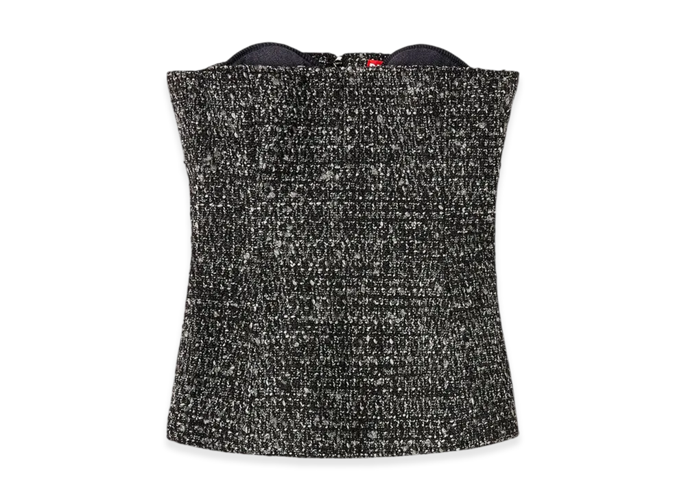 Diesel T-Orset Boucle Corset Top With Ultra-Low Cut "Black"