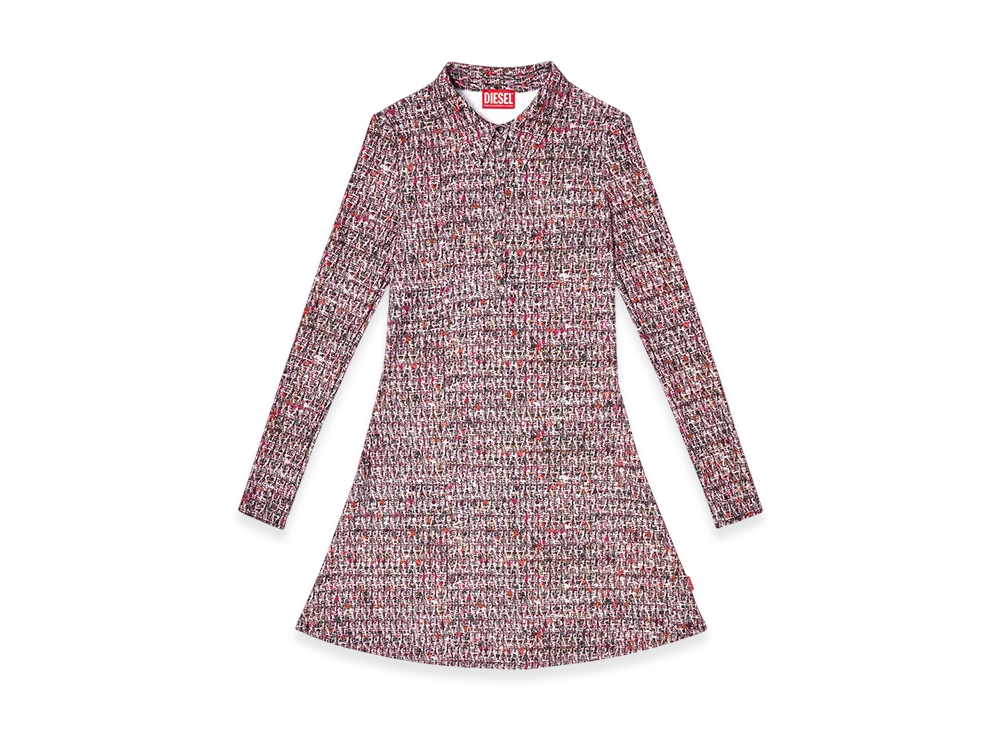 Diesel D-Polyna Lycra Dress With Boucle Print "Pink/White"