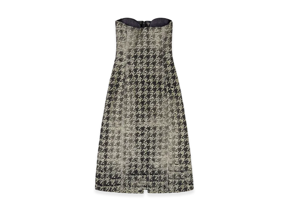 Diesel De-Olivia-Fsh Midi Dress In Houndstooth-Weave Denim "Black/White"