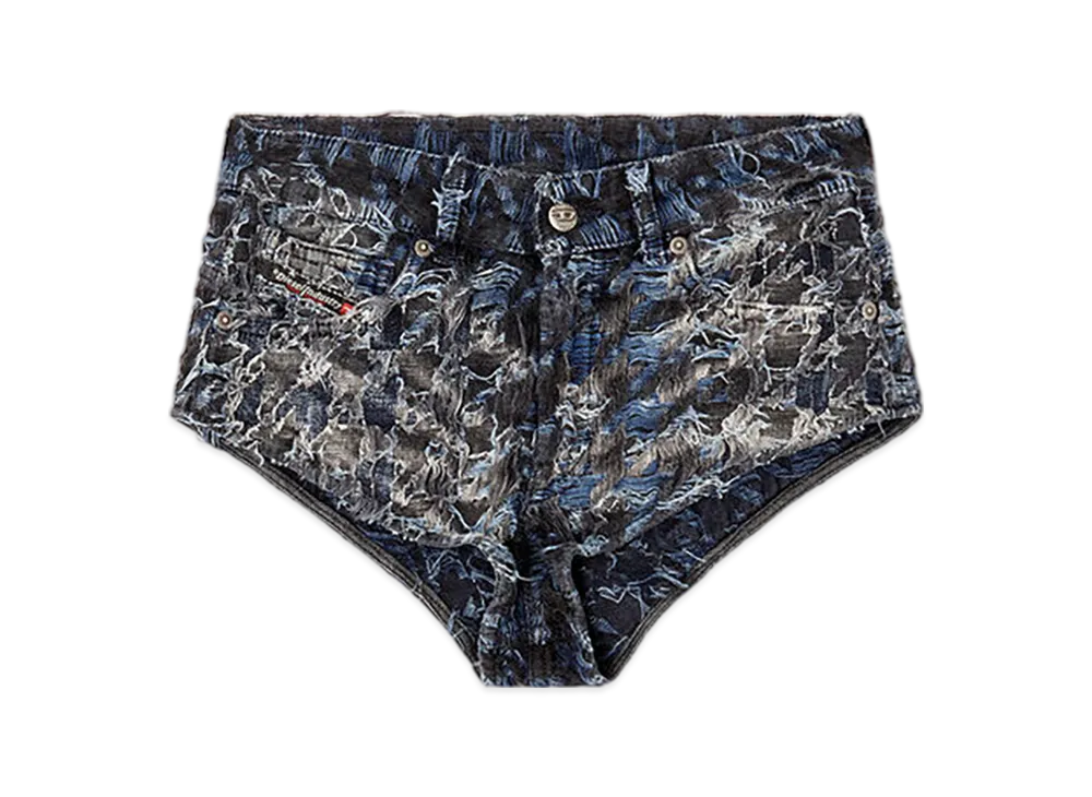 Diesel De-Jizz-Fsh2 Shorts In Houndstooth Tie-Dye Denim "Dark Blue"