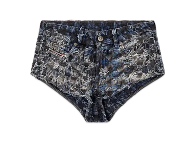 Diesel De-Jizz-Fsh2 Shorts In Houndstooth Tie-Dye Denim "Dark Blue"