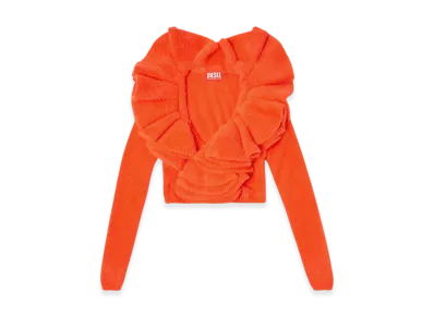 Diesel M-Inge Plush Cardigan With Mega Ruffled Collar "Orange"