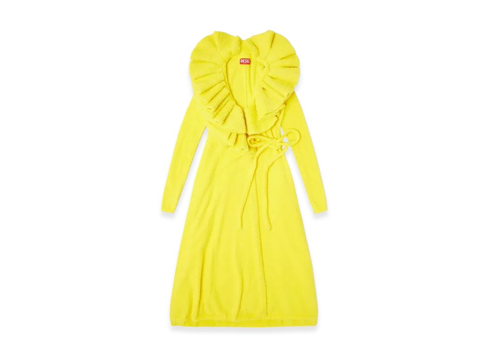 Diesel M-Ingelina Fluffy Midi Dress With Ripple Neck "Yellow"