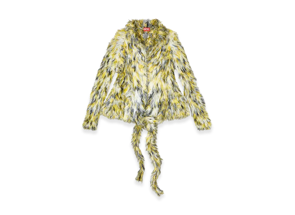 Diesel M-Annaine Open-Front Cardigan In Fluffy Knit "Black/Yellow"