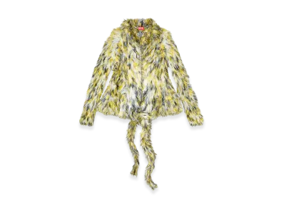 Diesel M-Annaine Open-Front Cardigan In Fluffy Knit "Black/Yellow"