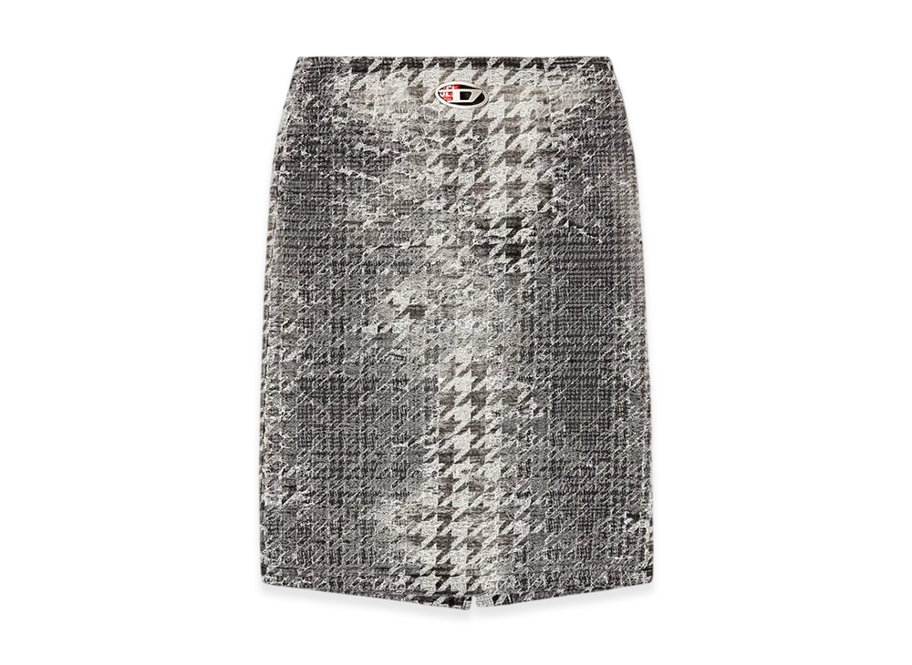 Diesel De-Rathian-Fsh Midi Skirt In Prince of Wales Jacquard Denim "Black/White"