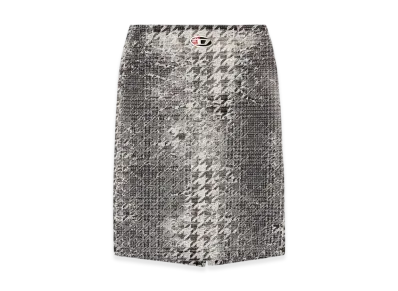 Diesel De-Rathian-Fsh Midi Skirt In Prince of Wales Jacquard Denim "Black/White"