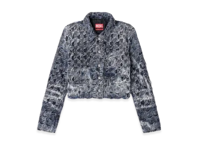Diesel De-Ursy-Fsh Jacket In Houndstooth Tie-Dye Denim "Grey/Blue"