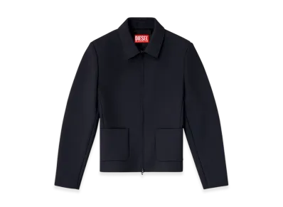 Diesel G-Cesara-Bond Collared Jacket In Neoprene-Bonded Fabric "Dark Blue"