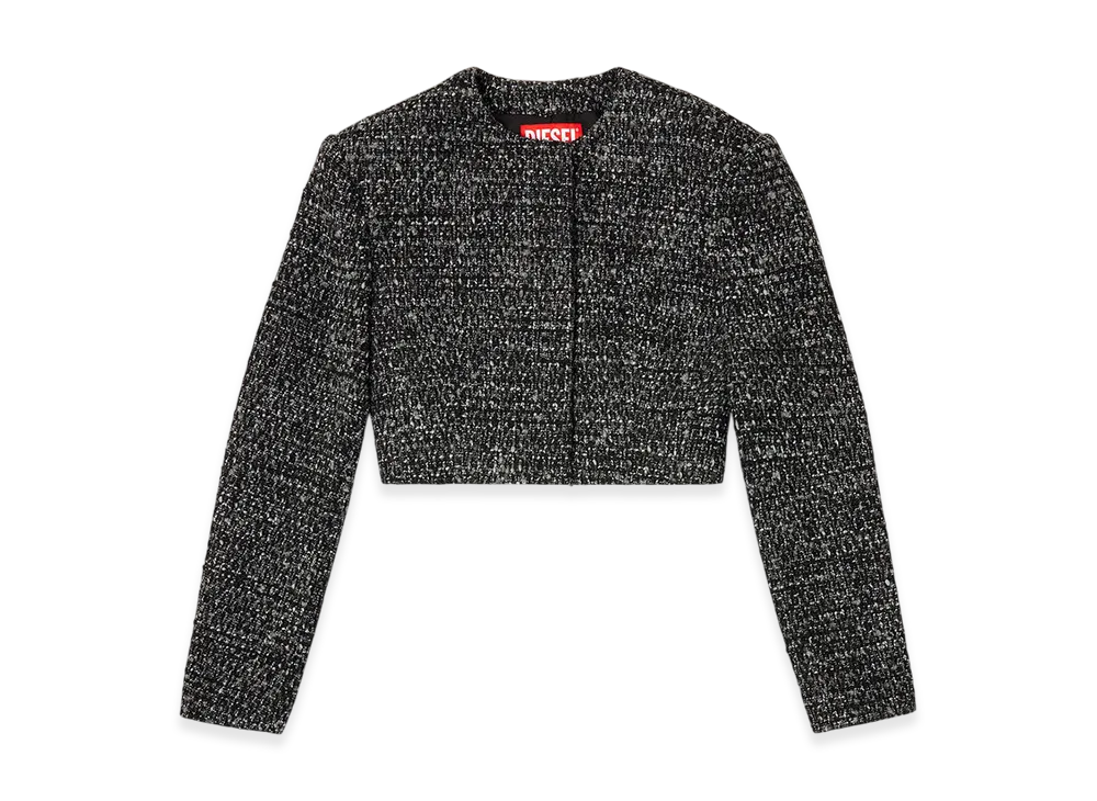 Diesel G-Crop-G Cropped Jacket In Boucle Fabric "Black"