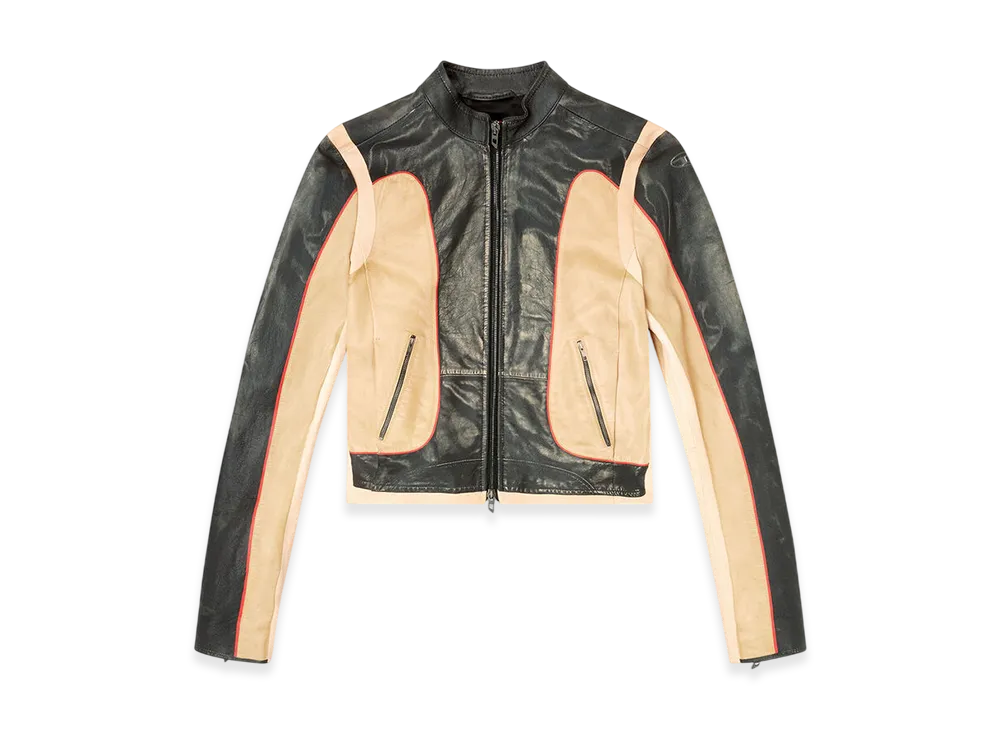 Diesel L-Oonie Leather Jacket "Beige/Black"