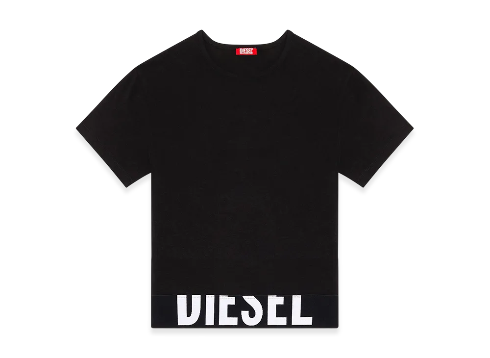 Diesel Uftee-Sport-Cropped-T-Shirt Sporty Top With Logo Band "Black"