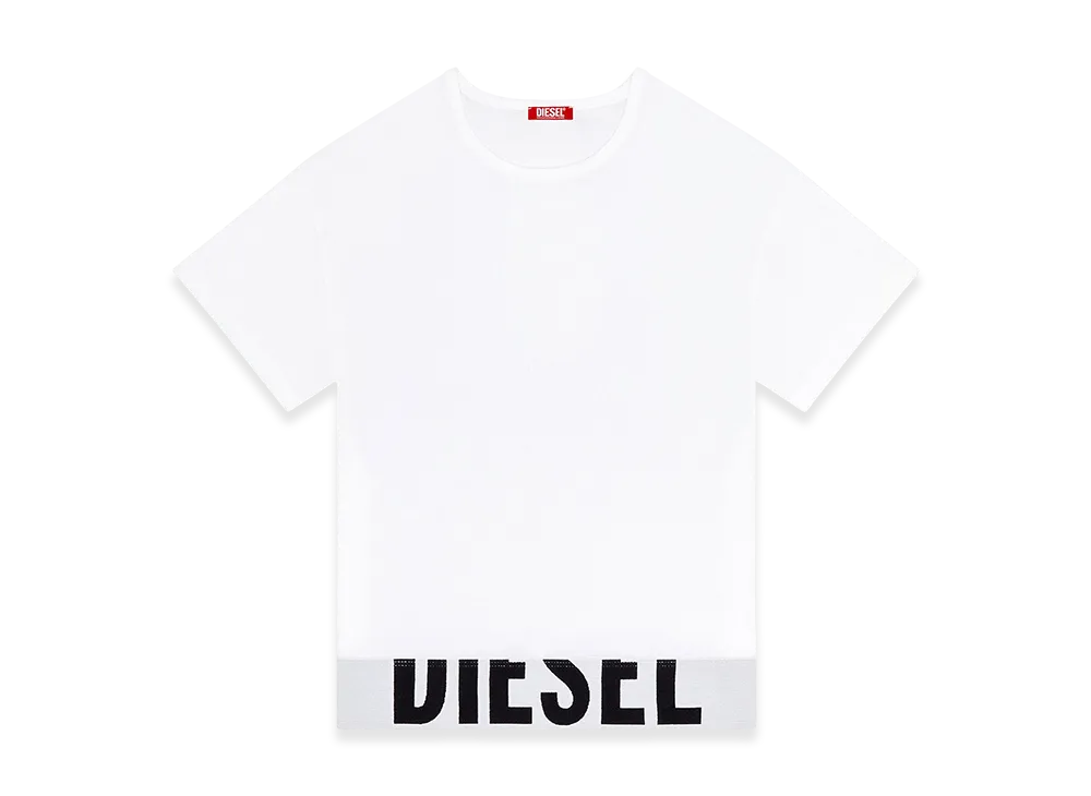 Diesel Uftee-Sport-Cropped-T-Shirt Sporty Top With Logo Band "White"