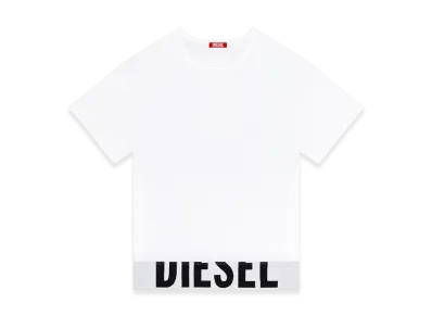 Diesel Uftee-Sport-Cropped-T-Shirt Sporty Top With Logo Band "White"