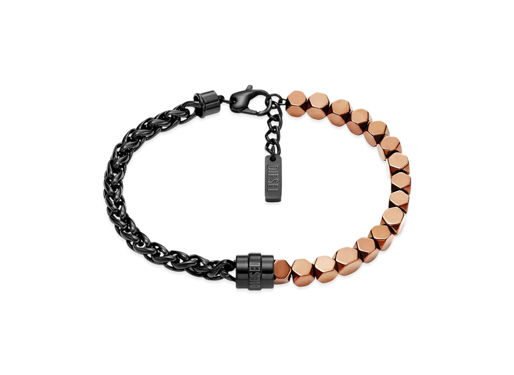 Diesel Dx1648931 Stainless Steel And Hematite Beaded Bracelet "Black/Bronze"