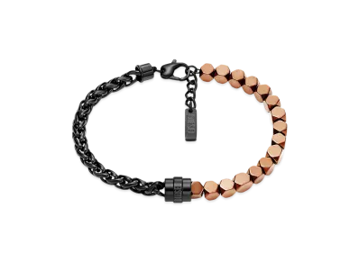Diesel Dx1648931 Stainless Steel And Hematite Beaded Bracelet "Black/Bronze"