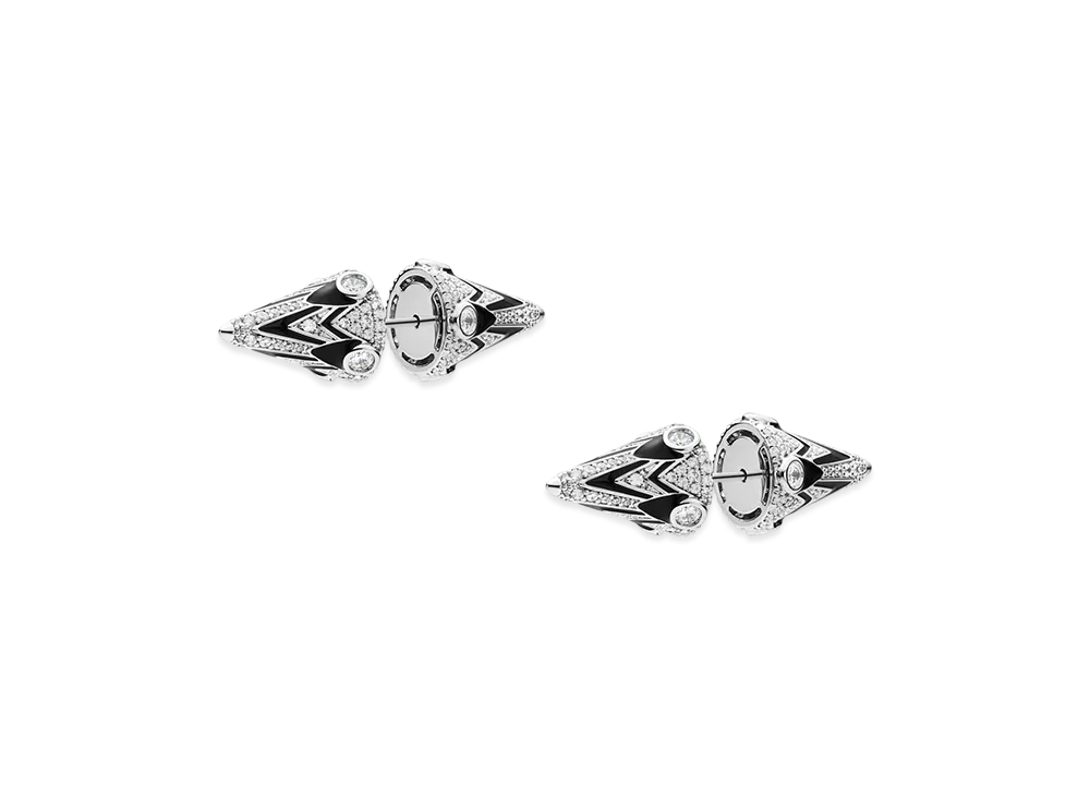 Diesel Dx1657931 Two-Tone Brass Stud Earrings "Silver/Black"