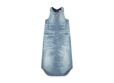 Diesel De-Lina-S Long Dress In Marbled Denim "Light Blue"