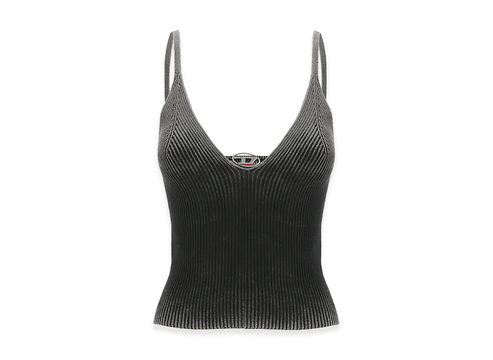 Diesel Women's Top In Organic Ribbed Yarn "Black"