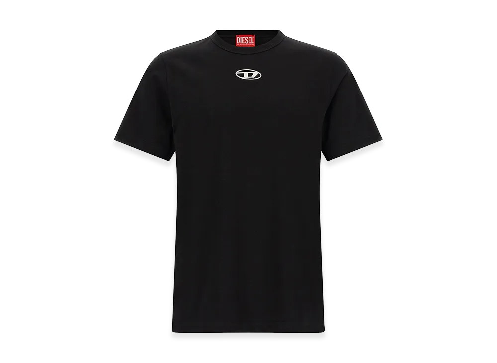 Diesel T-Shirt With Embroidered Oval Logo "Black/White"